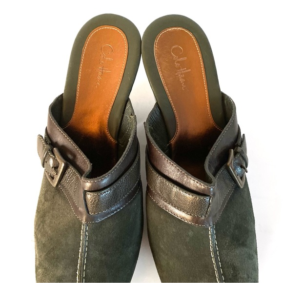 Cole Haan Clogs Mules Women’s Shoes 11 B Dark Green Suede Leather Comfort - Picture 9 of 11